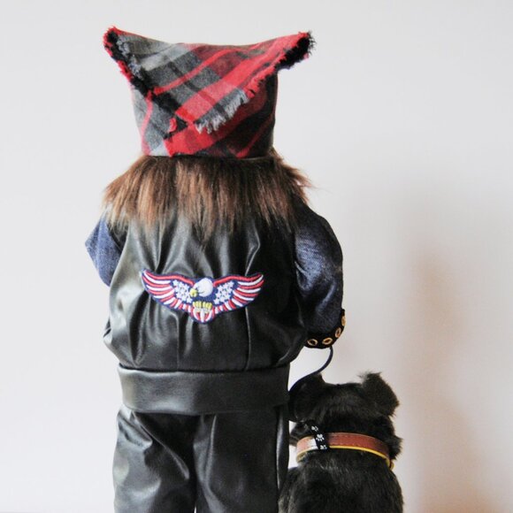 Outdoors Biker Motorcycle Gnome with Dog – Removable Accessories - Picture 3 of 6